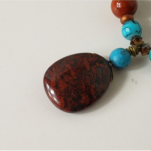 ARTISAN Southwest Jasper & Glass Beaded Necklace - Picture 3 of 7